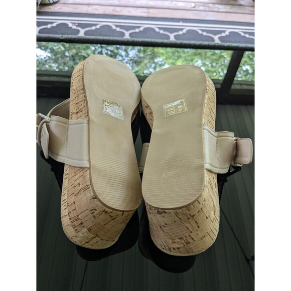 Market & Spruce Sandals Womens sz 10 Thong Cork Wedge Nude Buckle Comfort Casual - Picture 7 of 9